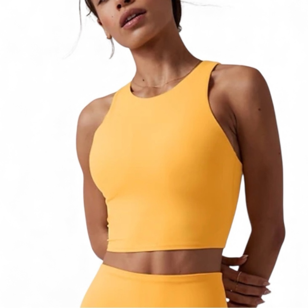 Athleta Conscious Crop Sport Bra in Abyssinia Yellow Women’s Size XS EUC